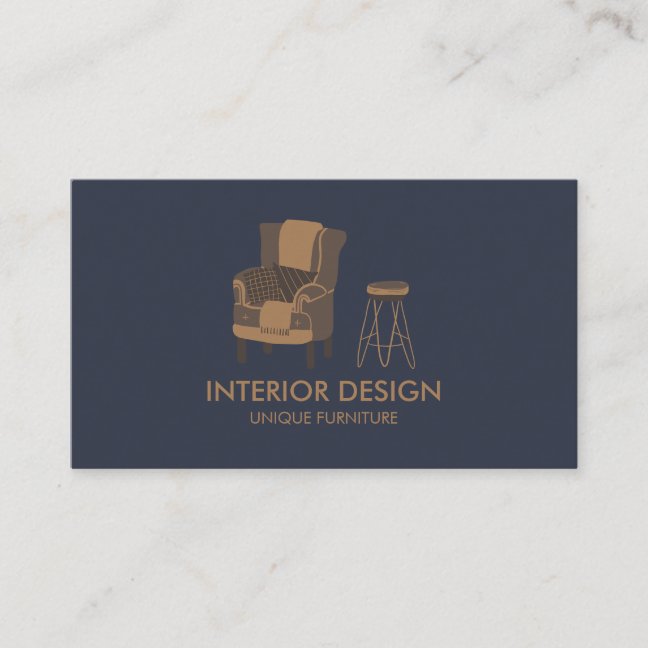 Interior Design Sofa Table Pillow navy Business Card