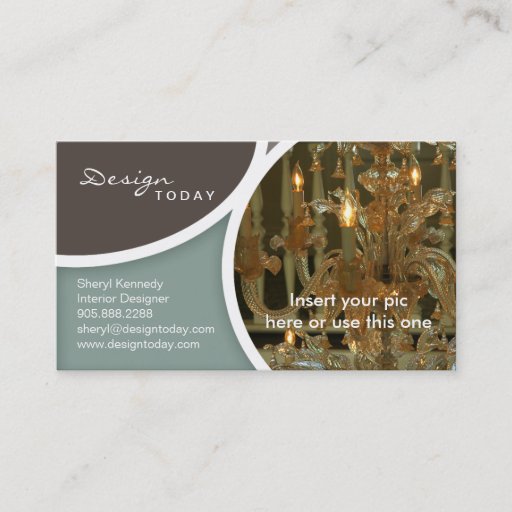 Customizable Interior Design Template Business Card Chandelier