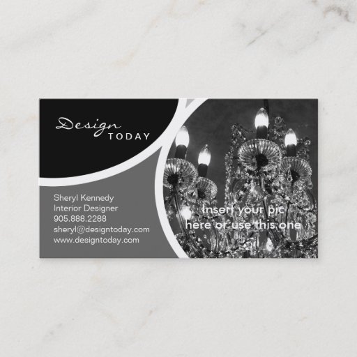 Customizable Interior Design Template Business Card Chandelier