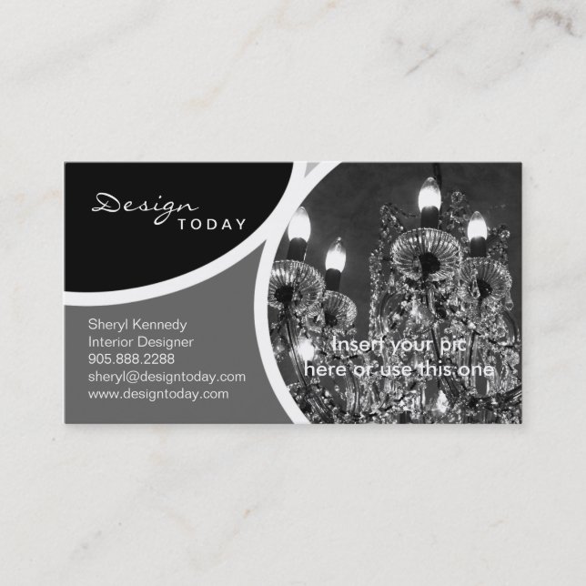 Interior Design Template Business Card Chandelier (Front)