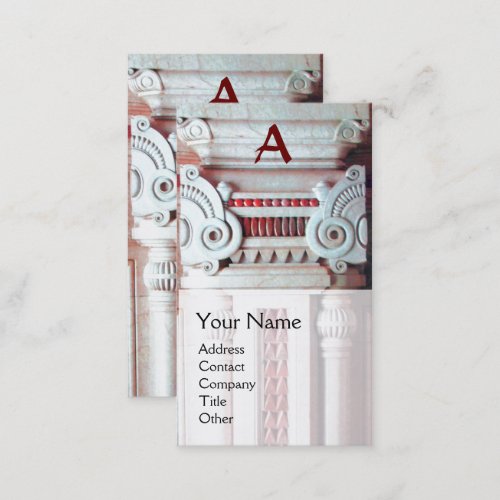 INTERIOR DESIGNERARCHITECTURE Monogram Red White Business Card