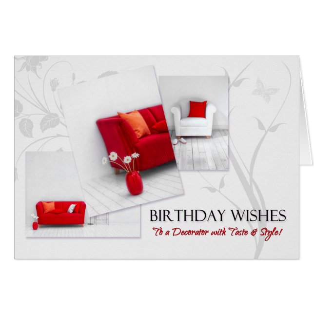 Interior Designer Birthday Red White Home Interior Cards (Front Horizontal)
