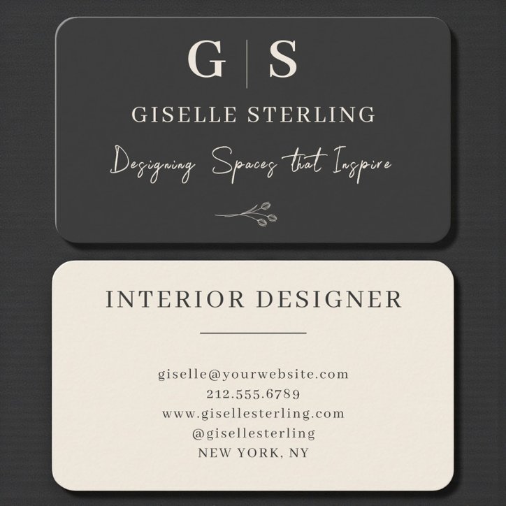Interior Designer Black Professional Business Card