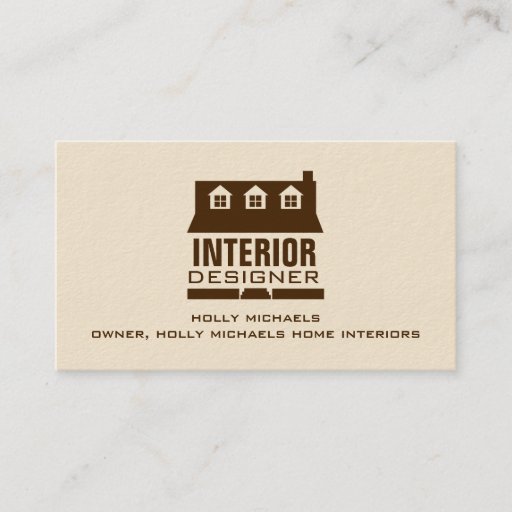 Customizable Interior Designer - Brown Cape Style House Business Card Templates