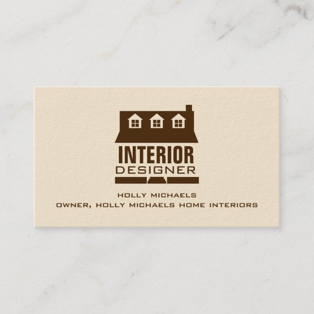 Interior Designer - Brown Cape Style House Business Card (Front)