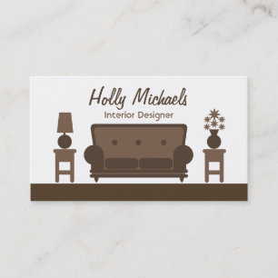 Interior Designer - Brown Living Room Business Card