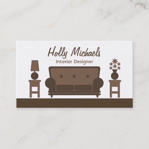 Interior Designer - Brown Living Room Business Card Templates