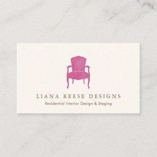 Interior Designer Burgundy French Chair Logo Busin Business Card