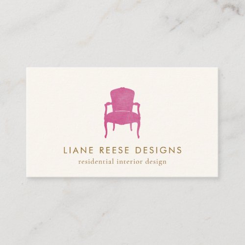 Interior Designer Burgundy French Chair Logo Business Card