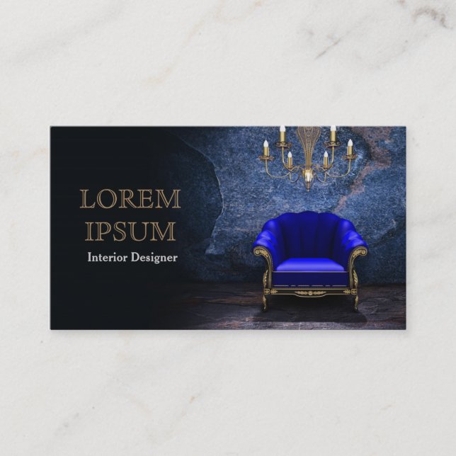 Interior Designer Business Blue Chair Card (Front)