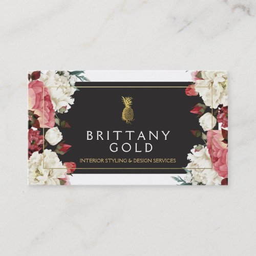 Interior Designer Business Card _ Chic Gold Floral