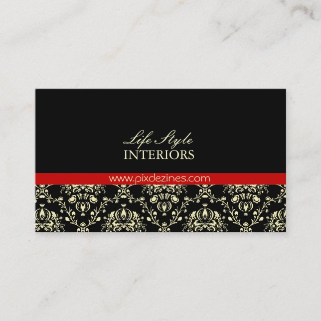Interior Designer Business Card, Damask Card (Front)