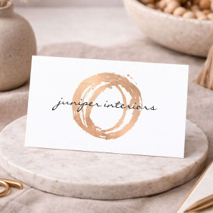 Interior Designer Business Card Rose Gold Logo