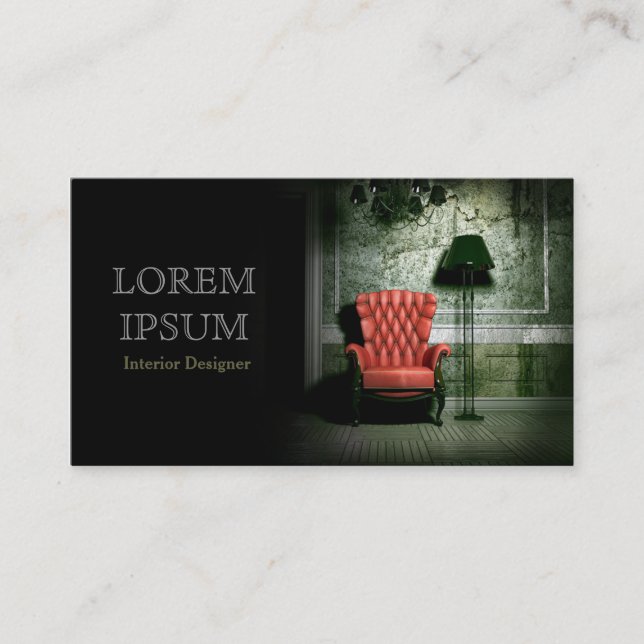 Interior Designer Business Red Chair Card (Front)