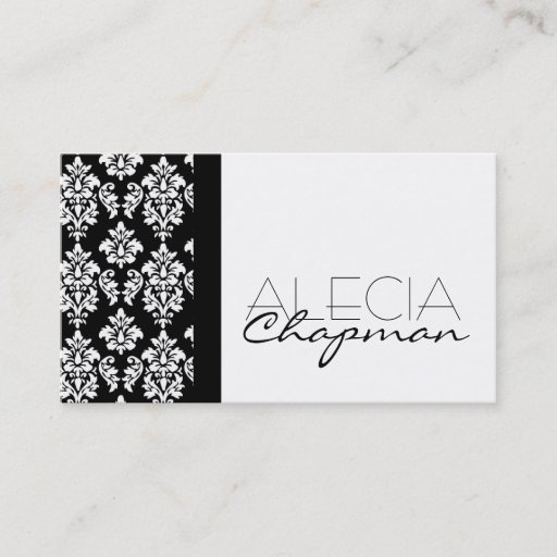 Customizable Interior Designer Damask Elegant Business Card