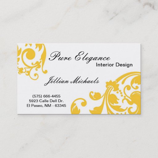 Customizable Interior Designer Damask Filigree Business Card