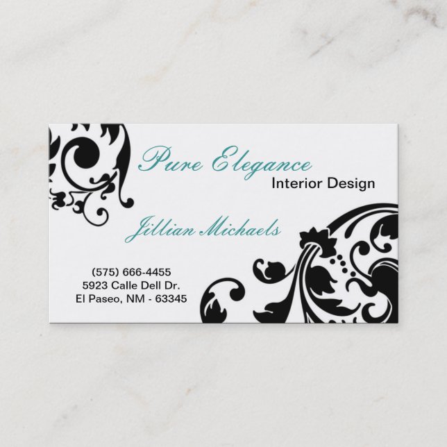 Interior Designer Damask Filigree Business Card (Front)