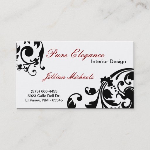 Customizable Interior Designer Damask Filigree Business Card