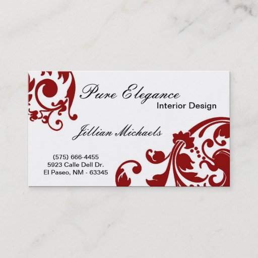 Customizable Interior Designer Damask Filigree Business Card