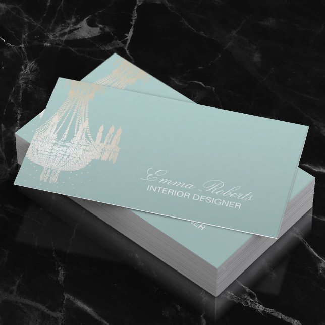 Interior Designer Elegant Gold Chandelier Business Card (Creator Uploaded)