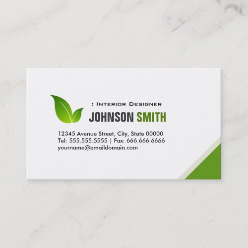 Interior Designer _ Elegant Modern Green Business Card