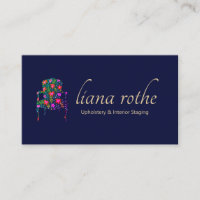 Interior Designer Floral  French Chair  Square Bus Business Card