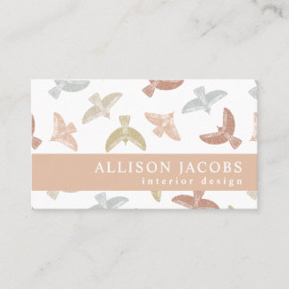Interior Designer Folk Birds Pattern Business Card