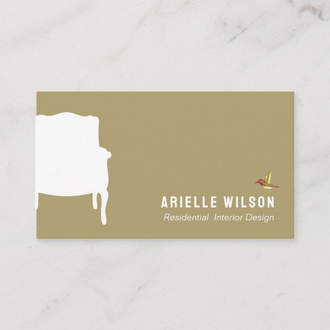 Interior Designer French Chair  Business Card (Front)