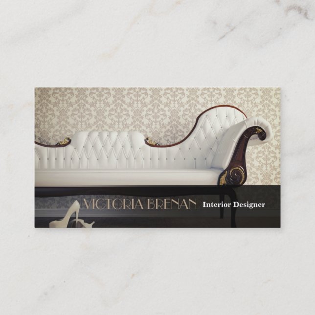 Interior Designer Furniture White Classic Elegant Business Card (Front)