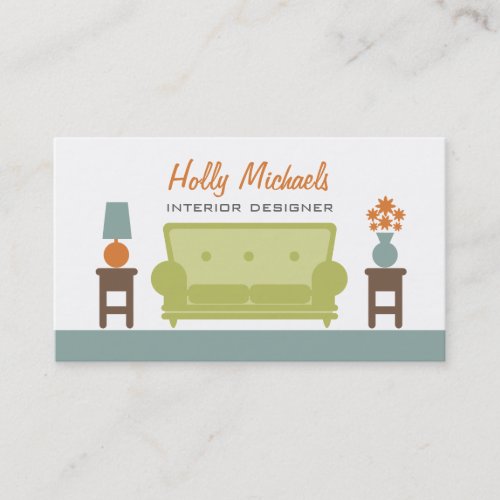 Interior Designer - Green Living Room Sofa Business Card