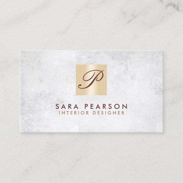 Interior Designer Home Improvement Monogram  Business Card (Front)