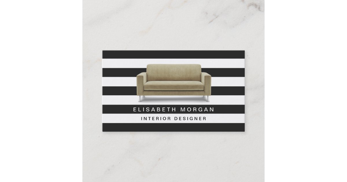 Interior Designer Home Staging - Classic Stripes Business Card | Zazzle