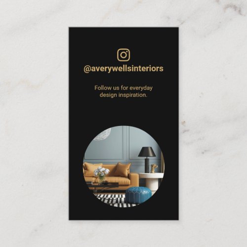 Interior Designer Instagram Photo Black Business Card