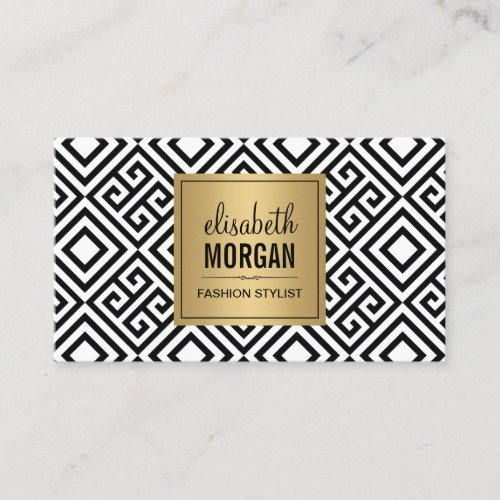 Interior Designer - Luxury Gold Black Geometric Double-Sided Standard Business Cards (Pack Of 100)