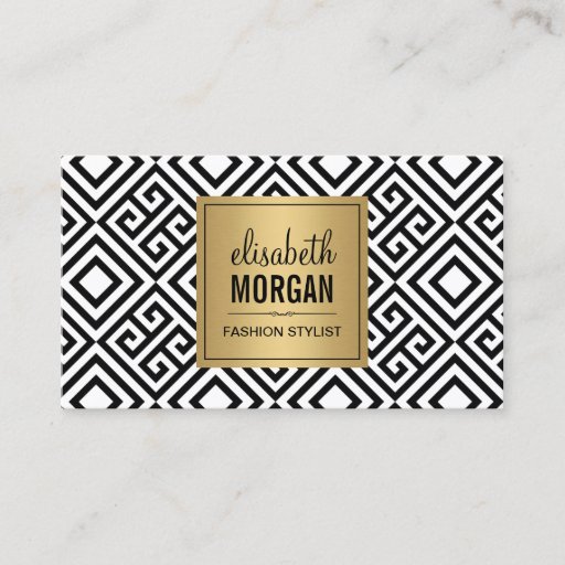 Customizable Interior Designer - Luxury Gold Black Geometric Double-Sided Standard Business Cards (Pack Of 100)