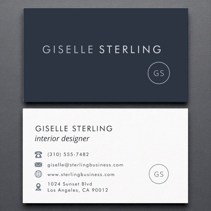 Interior Designer Luxury Navy Blue Modern Elegant Business Card