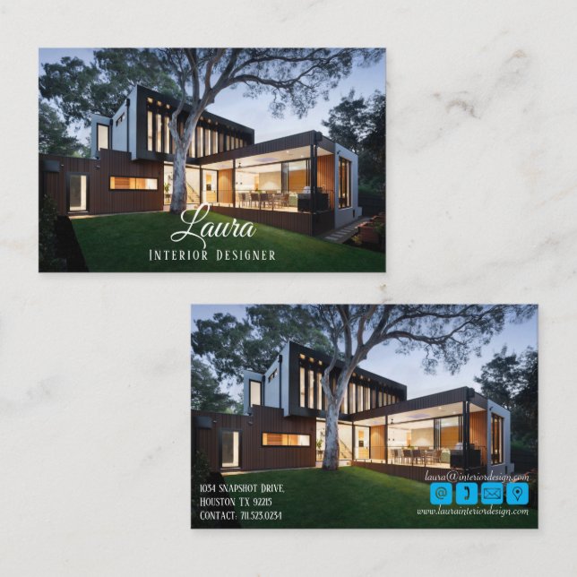 Interior Designer Modern House Business Card (Front/Back)
