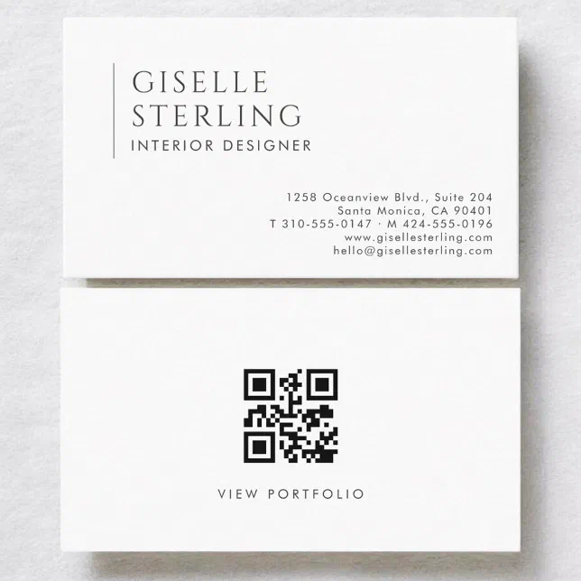 Interior Designer Modern Professional QR Code Business Card | Zazzle