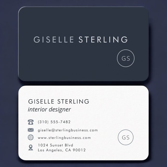 Interior Designer Navy Blue Professional Business Card (Creator Uploaded)