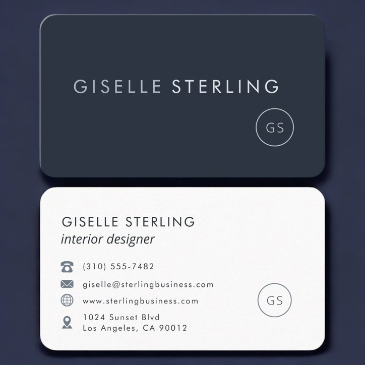 Interior Designer Navy Blue Professional Business Card