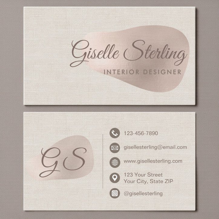 Interior Designer Neutral Beige Linen Abstract Business Card