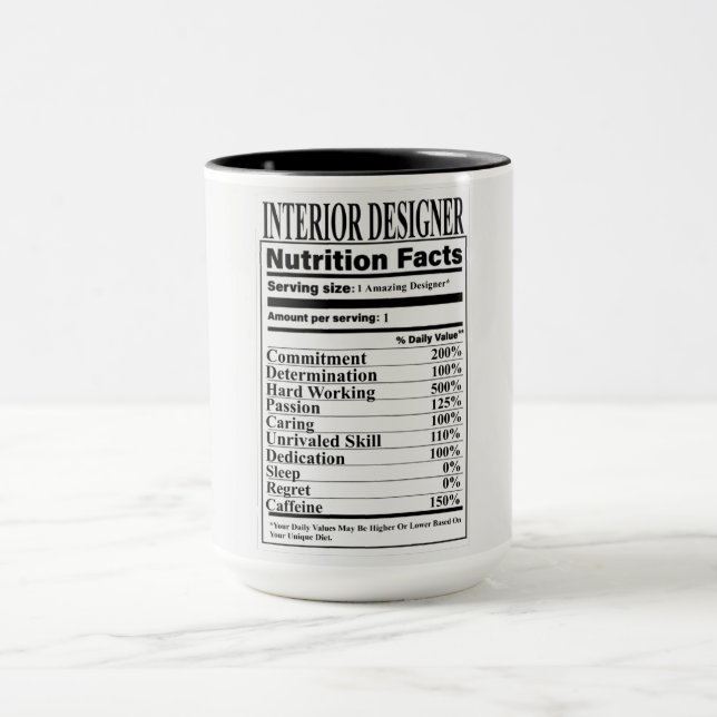 Interior Designer Nutrition Facts Mug (Center)