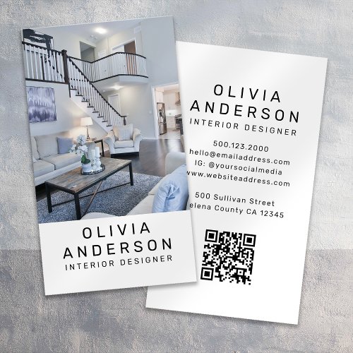 Interior Designer Photo QR Code Business Card