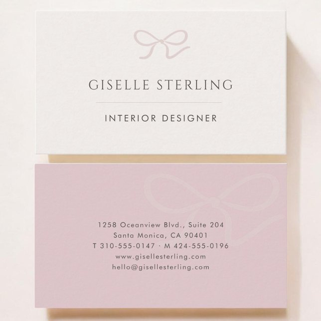 Interior Designer Pink Bow Business Card (Creator Uploaded)