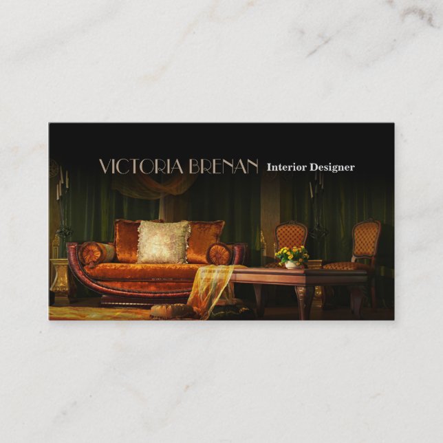 Interior Designer Professional Furniture Decorator Business Card (Front)
