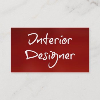 Interior Designer Red Business Card by businessCardsRUs at Zazzle