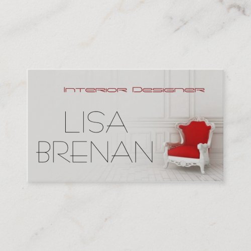 Interior Designer Red Chair Living Room Decorator Business Card