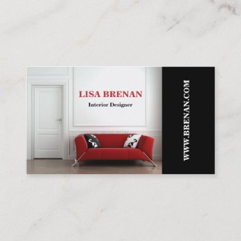 Interior Designer Red Sofa Furniture Studio Business Card by paplavskyte at Zazzle