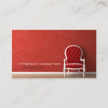 Interior Designer Red Wall Chair Business Card by paplavskyte at Zazzle