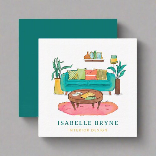 Interior designer Staging Watercolor Furniture  Square Business Card